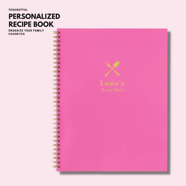 Einfache Minimalistische Trendy Hot Pink und Gold  Notizbuch (Von Creator hochgeladen)