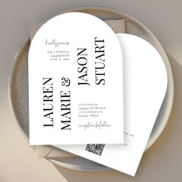 Einfache Minimalistische Typografie Black QR Code Einladung