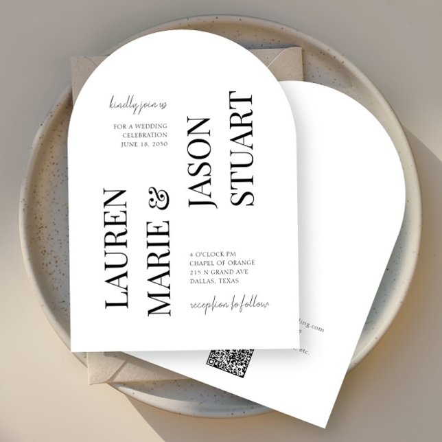 Einfache Minimalistische Typografie Black QR Code  Einladung (Von Creator hochgeladen)