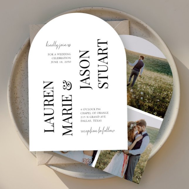 Einfache Minimalistische Typografie Black Wedding  Einladung (Von Creator hochgeladen)