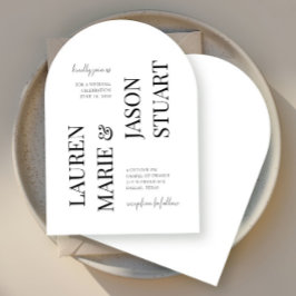 Einfache Minimalistische Typografie Black Wedding Einladung