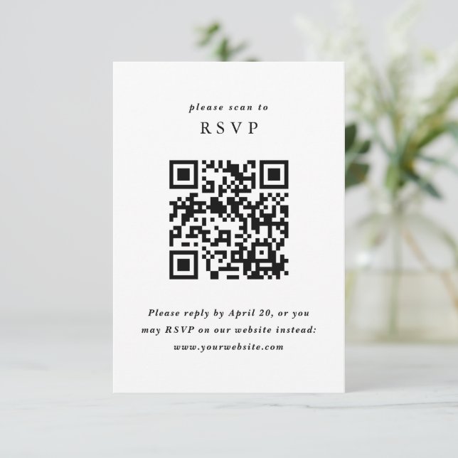 Einfache Minimalistische UAWG mit QR-Codierungskar RSVP Karte (Stehend Vorderseite)