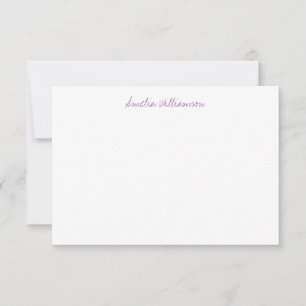 Einfache minimalistische violette handgeschriebene dankeskarte