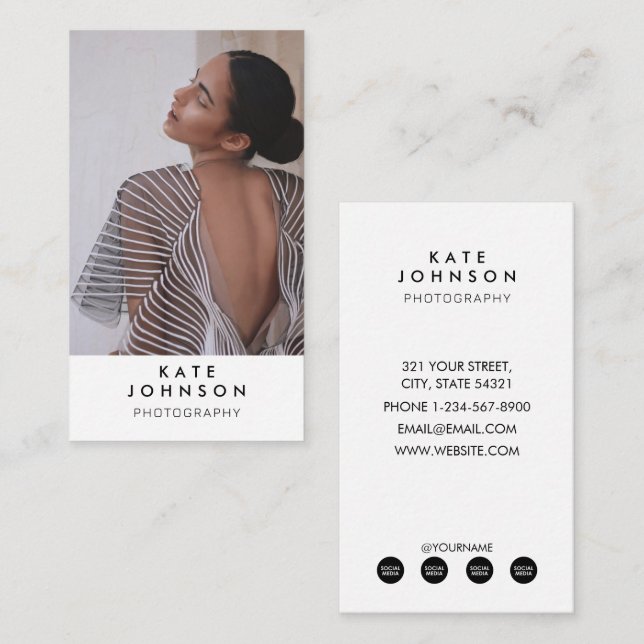 Einfache Minimalistische Vollfotografie mit einfac Visitenkarte (Vorne/Hinten)