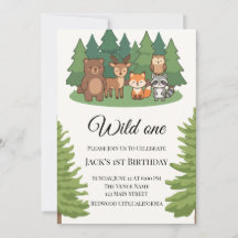 einfache minimalistische Waldtiere Geburtstag
