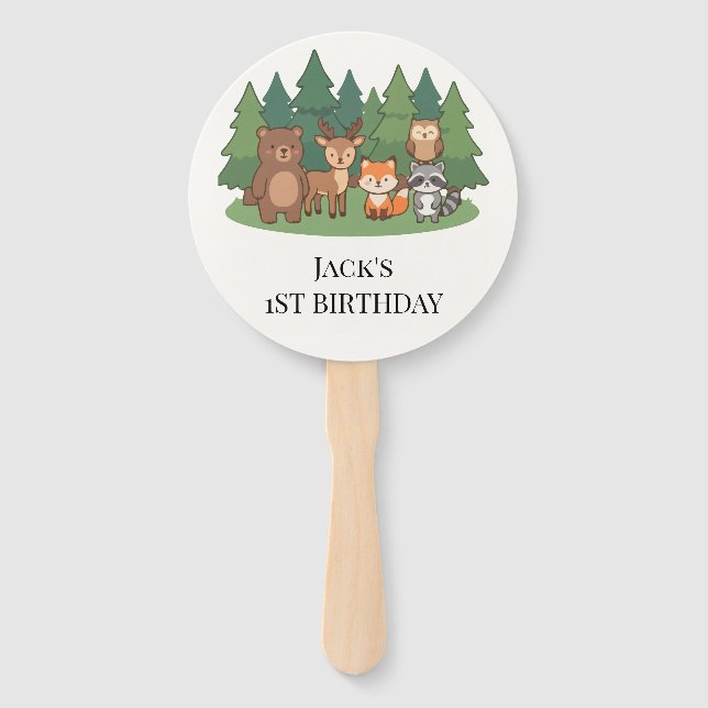 einfache minimalistische Waldtiere Geburtstag Fächer (Vorderseite)