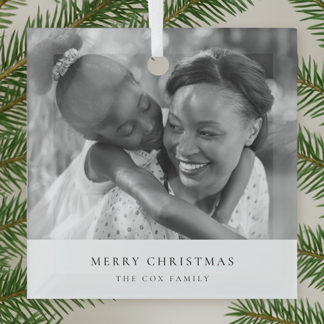 Einfache Minimalistische Weihnachten Schwarz-Weiß- Ornament Aus Glas (Von Creator hochgeladen)