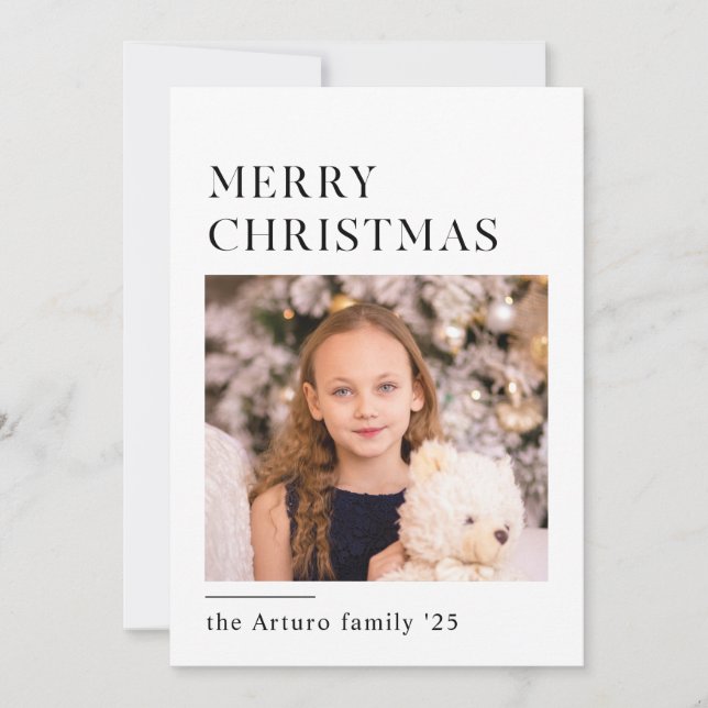 einfache minimalistische Weihnachtskarte Feiertagskarte (Vorderseite)