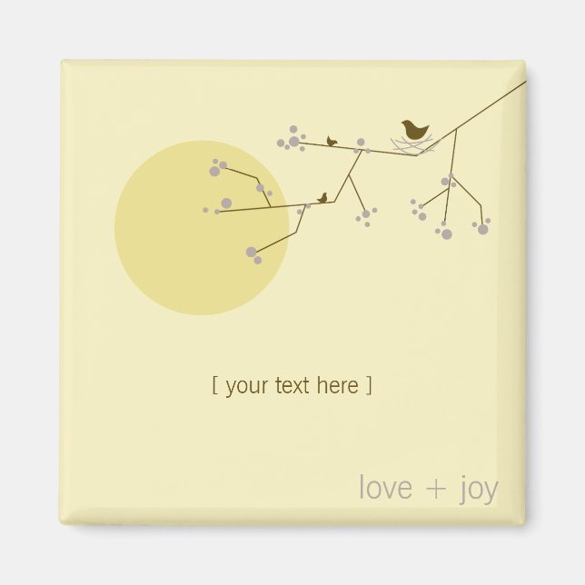 Einfache Minimalistische Whimsistische Nistvögel & Magnet (Vorne)