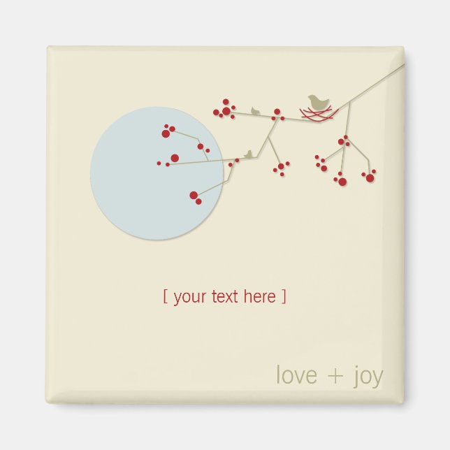 Einfache Minimalistische Whimsistische Nistvögel & Magnet (Vorne)