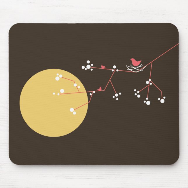 Einfache Minimalistische Whimsistische Nistvögel & Mousepad (Vorne)
