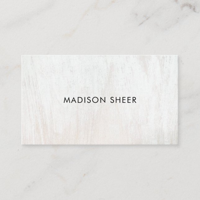 Einfache Minimalistische White Wood Business Card Visitenkarte (Vorderseite)