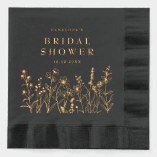Einfache Minimalistische Wildblume Brautparty Gold Servietten Mit Folie