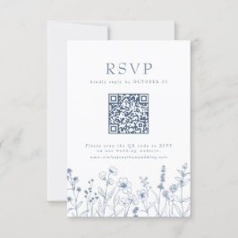 Einfache Minimalistische Wildblume QR-Code RSVP Karte