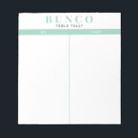 Einfache Minze Blau und Weiß Bunco Tally Notizblock<br><div class="desc">Schmeiß ein Blatt auf jeden Tisch für die Person,  die die Partitur behalten hat,  und schlüpfe dein Bunco Spiel mit diesen bereit zu gehen und leicht zu benutzen,  reißen von Tallappen mit zwei leeren Spalten und frische Minze Aqua Akzente.</div>
