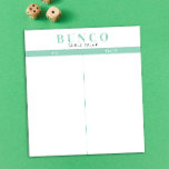 Einfache Minze Blau und Weiß Bunco Tally Notizblock<br><div class="desc">Schmeiß ein Blatt auf jeden Tisch für die Person, die die Partitur behalten hat, und schlüpfe dein Bunco Spiel mit diesen bereit zu gehen und leicht zu benutzen, reißen von Tallappen mit zwei leeren Spalten und frische Minze Aqua Akzente.</div>