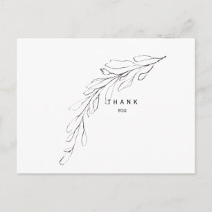 Einfache mit Bleistift gezeichnete Blumenstiel-Tra Postkarte