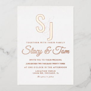Einfache Mit Monogramm Ampersand Gold gepresst Folieneinladung