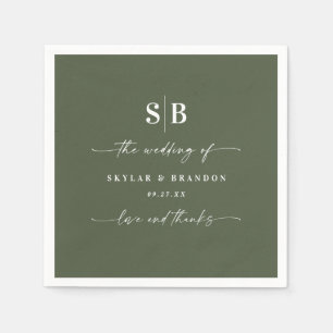Einfache Mit Monogramm Hochzeit in Solid Color Dun Serviette