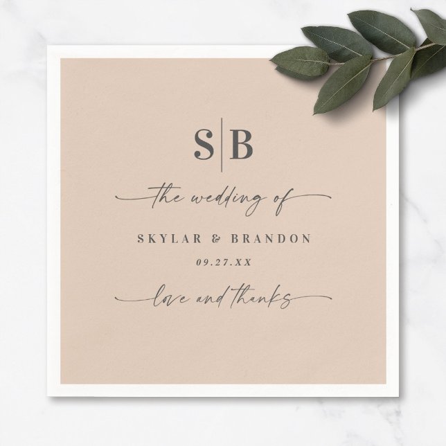 Einfache Mit Monogramm Hochzeit von Champagner mit Serviette (Von Creator hochgeladen)