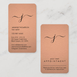 Einfache Mit Monogramm Imitate Kupferfolie vertika Terminkarte