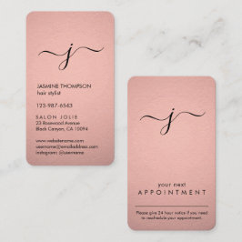 Einfache Mit Monogramm Imitate Rose Gold Foil Vert Terminkarte