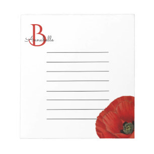 Einfache Mit Monogramm Mohndecke  Notizblock