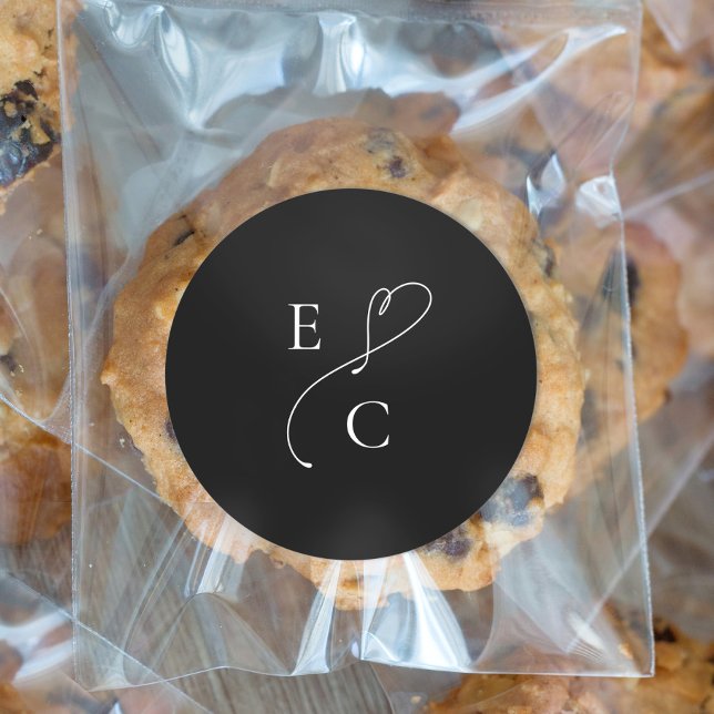 Einfache Mit Monogramm Paare - Erstklassigkeit Runder Aufkleber (Von Creator hochgeladen)