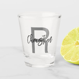 Einfache Mit Monogramm Typografie Name Personalisi Schnapsglas