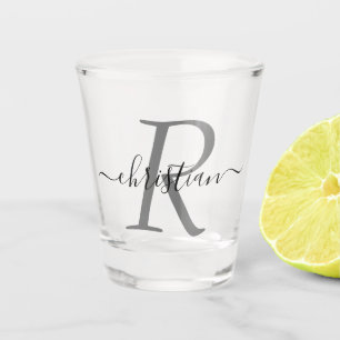 Einfache Mit Monogramm Typografie Name Personalisi Schnapsglas
