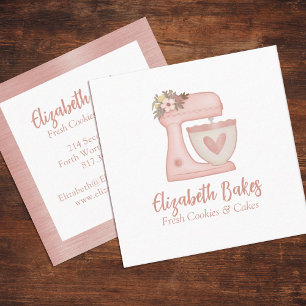 Einfache Mixer Floral Cake Bakery Business Card Quadratische Visitenkarte