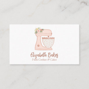 Einfache Mixer Floral Cake Bakery Business Card Visitenkarte