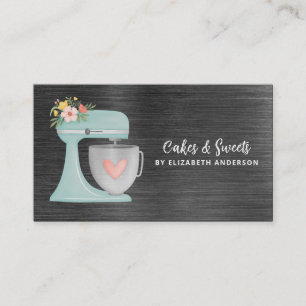 Einfache Mixer Floral Cake Bakery Business Card Visitenkarte