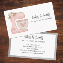 Einfache Mixer Floral Cake Bakery Business Card