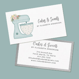 Einfache Mixer Floral Cake Bakery Business Card Visitenkarte