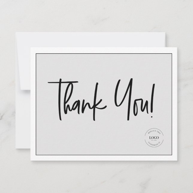 Einfache Mod Graue Firmenlogos Soziale Dankbarkeit Dankeskarte (Vorderseite)
