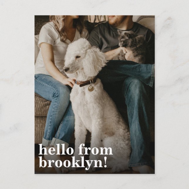 Einfache Modern Hello New Zuhause Address Foto Mov Ankündigungspostkarte (Vorderseite)