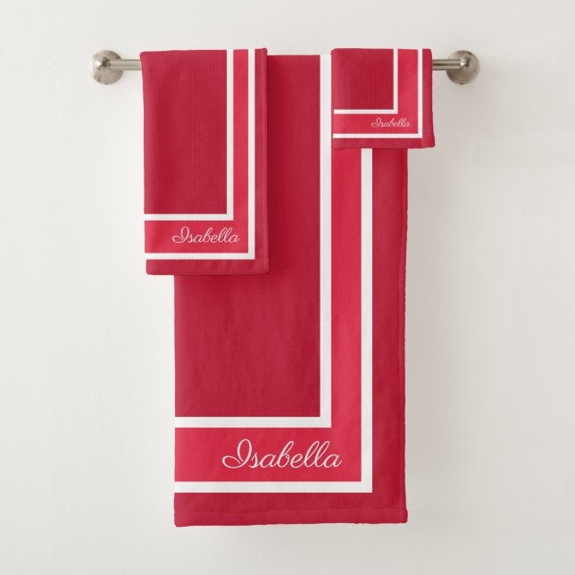 Einfache Modern True Red Badhandtuch Set (Insitu)