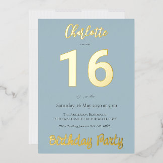 Einfache moderne 16. Geburtstagsparty Folieneinladung