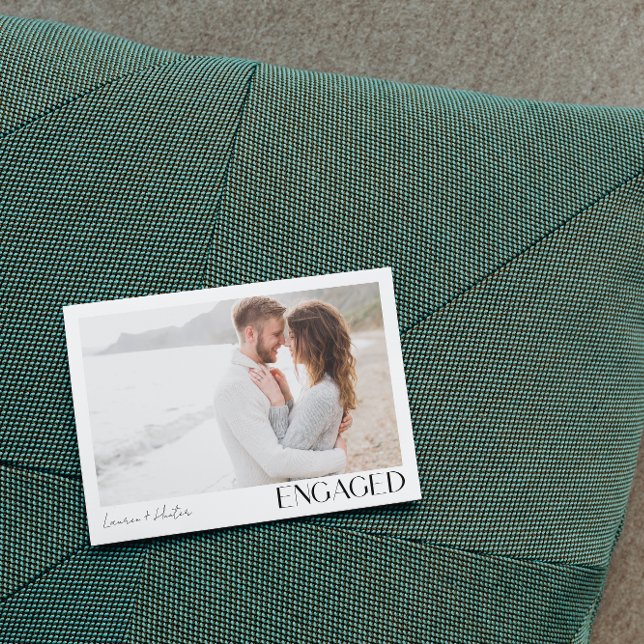 Einfache moderne 3-Foto-Script-Engagement-Partei Ankündigung (Engaged & Excited! Join Us for the Party 🥂💍 [Personalize Here])