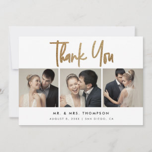 Einfache, moderne 3 Hochzeiten Fotos Dankeskarte