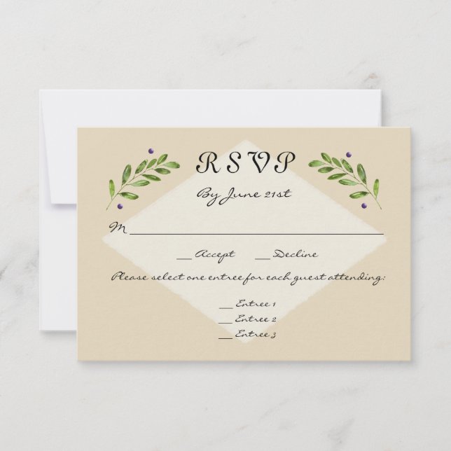 Einfache moderne 3-Menüoptionen UAWG Response Hoch RSVP Karte (Vorderseite)