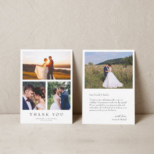 Einfache moderne 4-Foto Hochzeit Dankeschön-Karte Dankeskarte