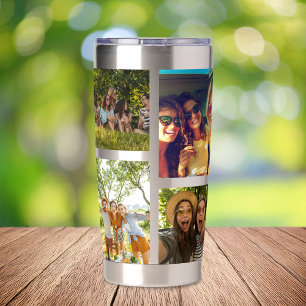 Einfache moderne 8-Foto Collage Thermobecher