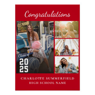 Einfache moderne Abschluss-Collage 2025 Poster