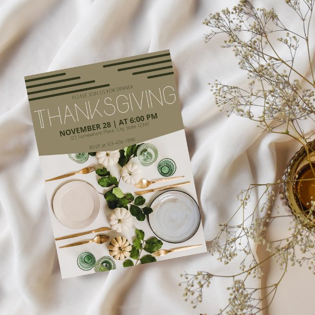 Einfache Moderne Abstrakte Erntedank Abendessen Einladung (Von Creator hochgeladen)