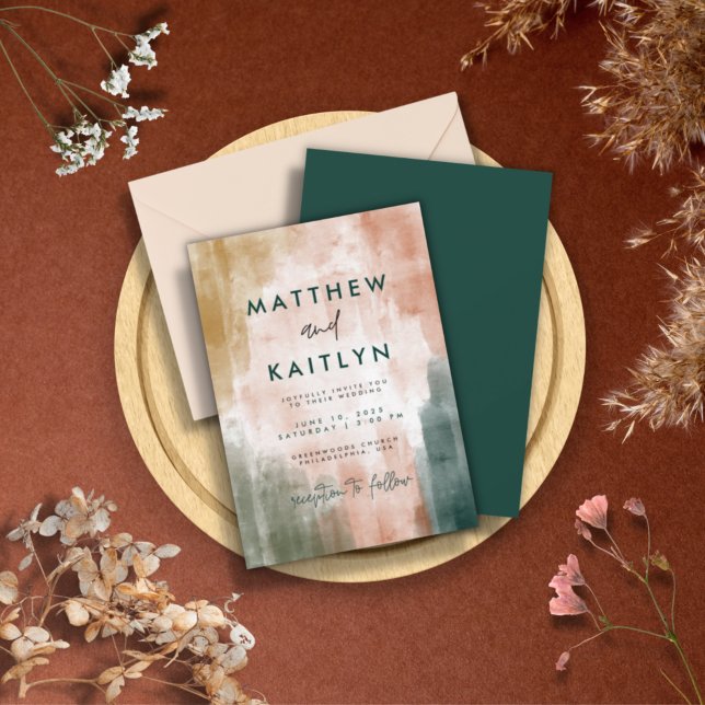 Einfache moderne Abstrakte Hochzeit im Herbst in Einladung (Von Creator hochgeladen)