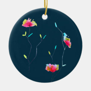 Einfache moderne abstrakte japanische Blume in ros Keramik Ornament