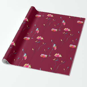 Einfache moderne abstrakte japanische rosa Blume Geschenkpapier