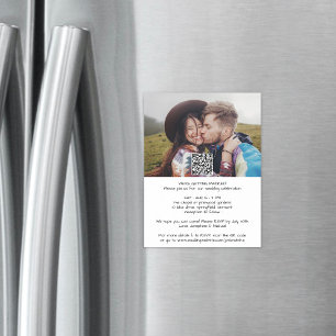 Einfache moderne Alles-in-Einem QR RSVP Foto Hochz Magneteinladung